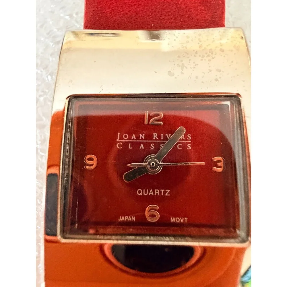 Vintage Joan Rivers Classics Minimalist Red Dial Watch Red Genuine Suede Strap